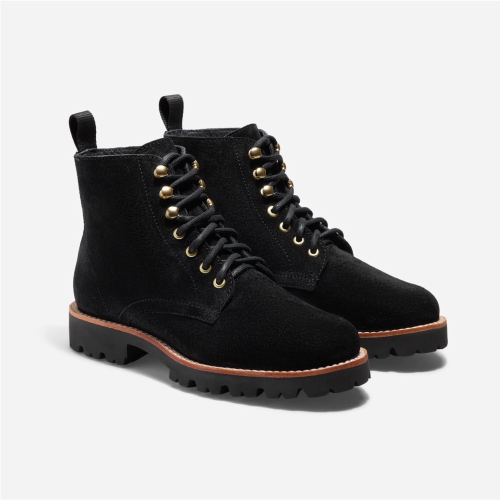 NWT black suede lug sole boots - Nisola
